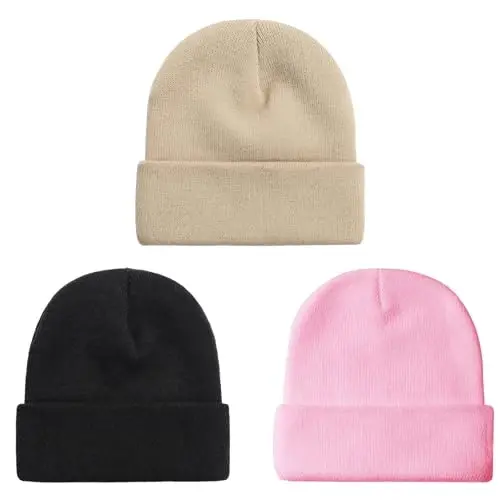 ZOORON 1 & 2 Packs Beanie for Men Women Warm Winter Hats Acrylic Knit Cuffed Beanie Cap Unisex - ZOORON