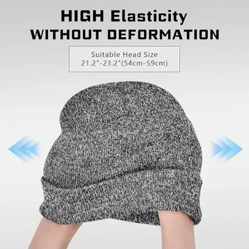 ZOORON 1 & 2 Packs Beanie for Men Women Warm Winter Hats Acrylic Knit Cuffed Beanie Cap Unisex - 4