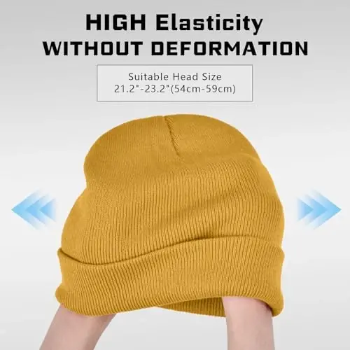 ZOORON 1 & 2 Packs Beanie for Men Women Warm Winter Hats Acrylic Knit Cuffed Beanie Cap Unisex - 3