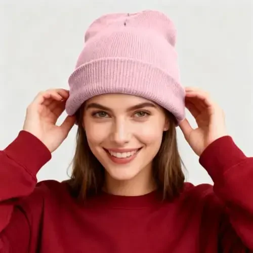 ZOORON 1 & 2 Packs Beanie for Men Women Warm Winter Hats Acrylic Knit Cuffed Beanie Cap Unisex - 2