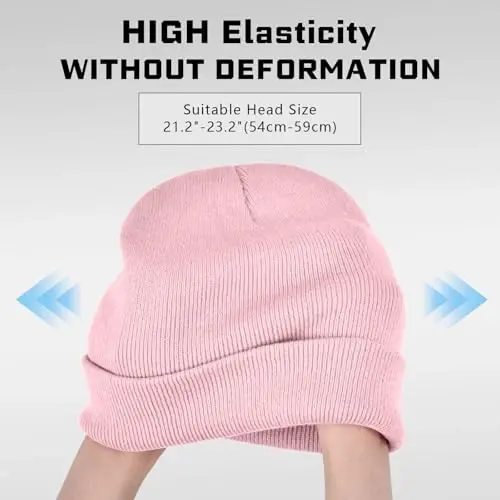 ZOORON 1 & 2 Packs Erkaklar Ayollar uchun Beanie Issiq Qishki Shlyapalar Akril Trikotaj Mansetli Beanie Cap Unisex - 3