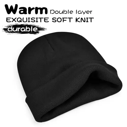 ZOORON 1 & 2 Packs Erkaklar Ayollar uchun Beanie Issiq Qishki Shlyapalar Akril Trikotaj Manshetli Beanie Kepka Unisex - 2