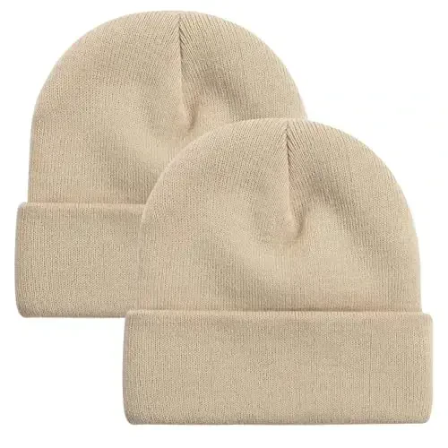 ZOORON 1 & 2 Packs Erkaklar Ayollar uchun Beanie Issiq Qishki Shlyapalar Akril Trikotaj Manshetli Beanie Qalpog'i Unisex 