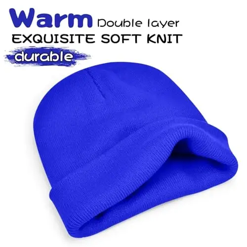 ZOORON 1 & 2 Packs Erkaklar va Ayollar uchun Beanie Issiq Qishki Shlyapalar Akril Trikotaj Manjetli Beanie Kepka Uniseks - ZOORON