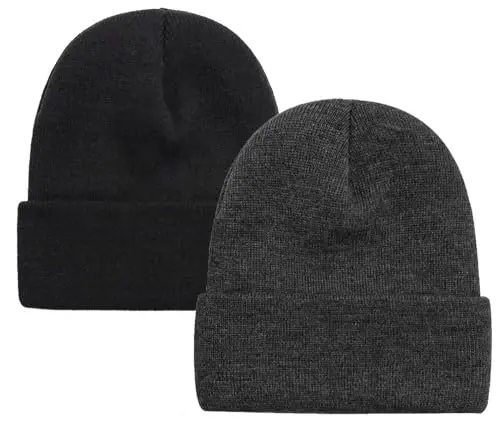 ZOORON 1 & 2 Packs Erkaklar va Ayollar uchun Beanie Issiq Qishki Shlyapalar Akril Trikotaj Manjetli Beanie Kepka Unisex - MODAZONE