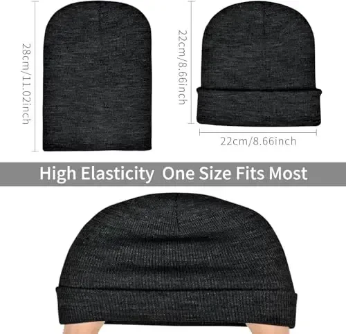 ZOORON 1 & 2 Packs Erkaklar va Ayollar uchun Beanie Issiq Qishki Shlyapalar Akril Trikotaj Manjetli Beanie Qalpog'i Uniseks - 6
