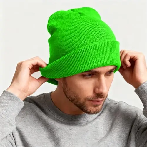 ZOORON 1 & 2 Packs Erkaklar va Ayollar uchun Beanie Issiq Qishki Shlyapalar Akril Trikotaj Manjetli Beanie Qalpog'i Unisex - 3