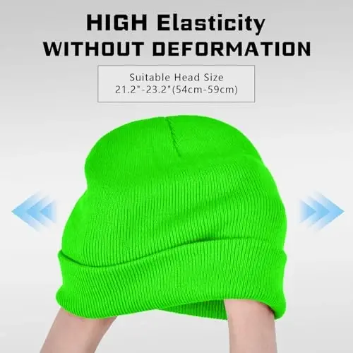 ZOORON 1 & 2 Packs Erkaklar va Ayollar uchun Beanie Issiq Qishki Shlyapalar Akril Trikotaj Manjetli Beanie Qalpog'i Unisex - 4