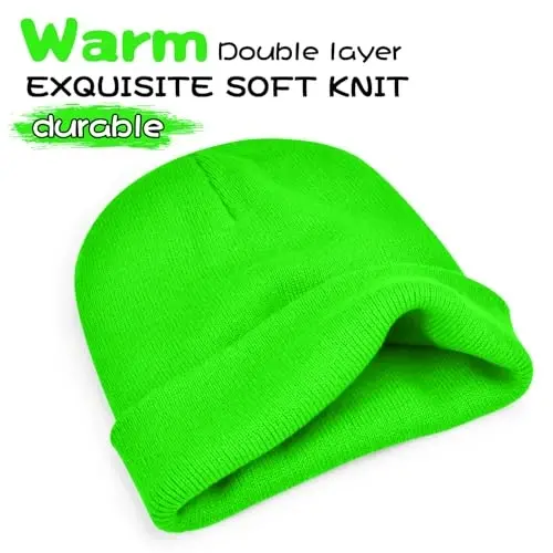 ZOORON 1 & 2 Packs Erkaklar va Ayollar uchun Beanie Issiq Qishki Shlyapalar Akril Trikotaj Manjetli Beanie Qalpog'i Unisex - 2