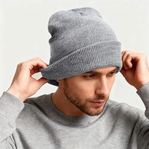 ZOORON 1 & 2 Packs Erkaklar va Ayollar uchun Beanie Issiq Qishki Shlyapalar Akril Trikotaj Mansetli Beanie Cap Unisex - 3