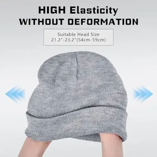 ZOORON 1 & 2 Packs Erkaklar va Ayollar uchun Beanie Issiq Qishki Shlyapalar Akril Trikotaj Mansetli Beanie Cap Unisex - 4