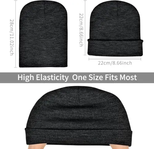 ZOORON 1 & 2 Packs Erkaklar va Ayollar uchun Beanie Issiq Qishki Shlyapalar Akril Trikotaj Mansetli Beanie Qalpog'i Uniseks - 3