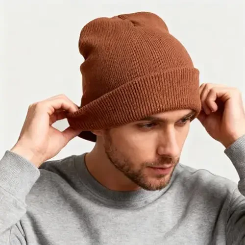 ZOORON 1 & 2 Packs Erkaklar va Ayollar uchun Beanie Issiq Qishki Shlyapalar Akril Trikotaj Mansjetli Beanie Cap Unisex - 4