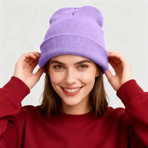 ZOORON 1 & 2 Packs Erkaklar va Ayollar uchun Beanie Qishki Iliq Shlyapalar Akril Trikotaj Manjetli Beanie Bosh Kiyim Unisex - ZOORON (1)