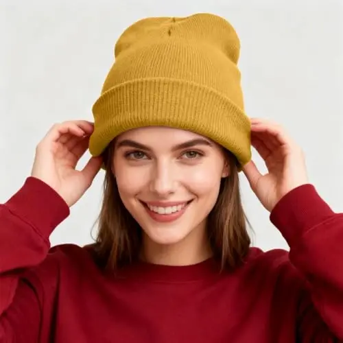 ZOORON 1 & 2 Packs Erkaklar va Ayollar uchun Beanie Qishki iliq shlyapalar Akril Trikotaj Manjetli Beanie Qalpog'i Uniseks - ZOORON (1)