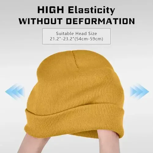 ZOORON 1 & 2 Packs Erkaklar va Ayollar uchun Beanie Qishki iliq shlyapalar Akril Trikotaj Manjetli Beanie Qalpog'i Uniseks - 3