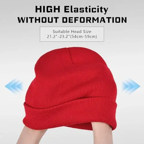 ZOORON 1 & 2 Packs Erkaklar va Ayollar uchun Beanie Qishki Issiq Shlyapalar Akril Trikotaj Manjetli Beanie Cap Unisex - 3
