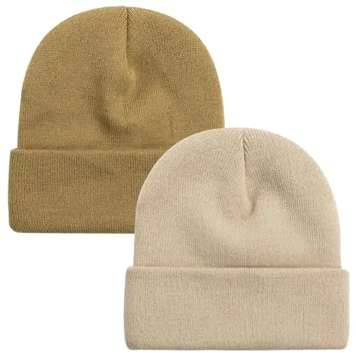 ZOORON 1 & 2 Packs Erkaklar va Ayollar uchun Beanie Qishki Issiq Shlyapalar Akril Trikotaj Manjetli Beanie Kepka Uniseks - 1