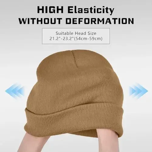 ZOORON 1 & 2 Packs Erkaklar va Ayollar uchun Beanie Qishki Issiq Shlyapalar Akril Trikotaj Manjetli Beanie Kepka Unisex - 3