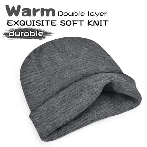 ZOORON 1 & 2 Packs Erkaklar va Ayollar uchun Beanie Qishki Issiq Shlyapalar Akril Trikotaj Manjetli Beanie Kepka Unisex - 1