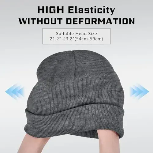 ZOORON 1 & 2 Packs Erkaklar va Ayollar uchun Beanie Qishki Issiq Shlyapalar Akril Trikotaj Manjetli Beanie Kepka Unisex - 3