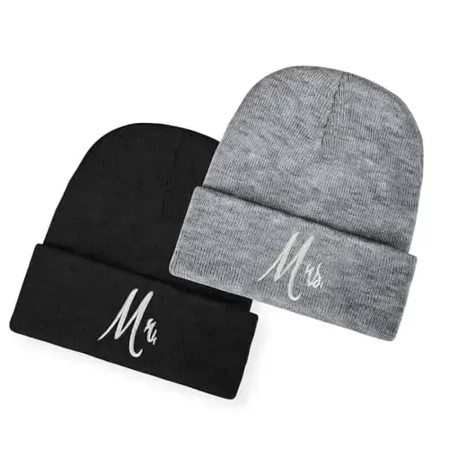 ZOORON 1 & 2 Packs Erkaklar va Ayollar uchun Beanie Qishki Issiq Shlyapalar Akril Trikotaj Manjetli Beanie Kepka Unisex - 2