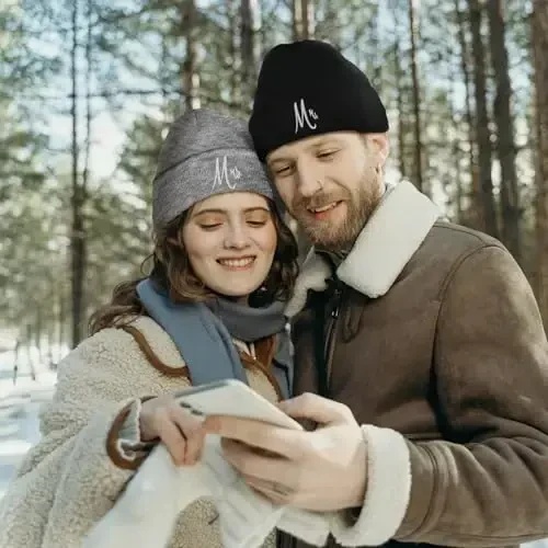 ZOORON 1 & 2 Packs Erkaklar va Ayollar uchun Beanie Qishki Issiq Shlyapalar Akril Trikotaj Manjetli Beanie Kepka Unisex - 5