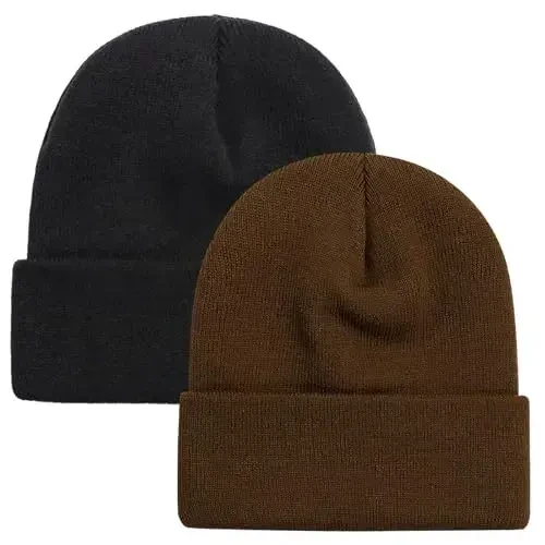 ZOORON 1 & 2 Packs Erkaklar va Ayollar uchun Beanie Qishki Issiq Shlyapalar Akril Trikotaj Manjetli Beanie Shapka Unisex - 1