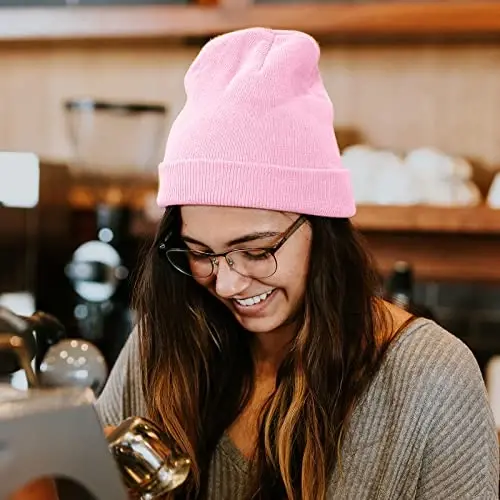 ZOORON 1 & 2 Packs Erkaklar va Ayollar uchun Beanie Qishki Issiq Shlyapalar Akril Trikotaj Qo'lqopli Beanie Kepka Unisex - 5