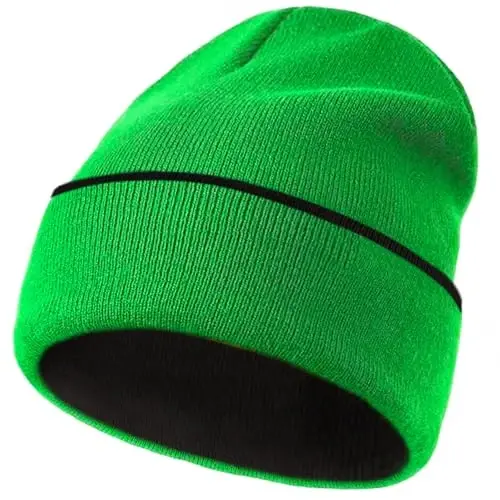 ZOORON 1 & 2 Packs Erkaklar va Ayollar uchun Bini Qishki Issiq Shlyapalar Akril Trikotaj Manjetli Bini Shapka Unisex 