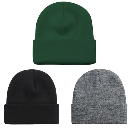ZOORON 1 & 2 Packs Erkaklar va Ayollar uchun Biniy Qishki Issiq Shlyapalar Akril Trikotaj Manjetli Biniy Kepka Unisex - ZOORON