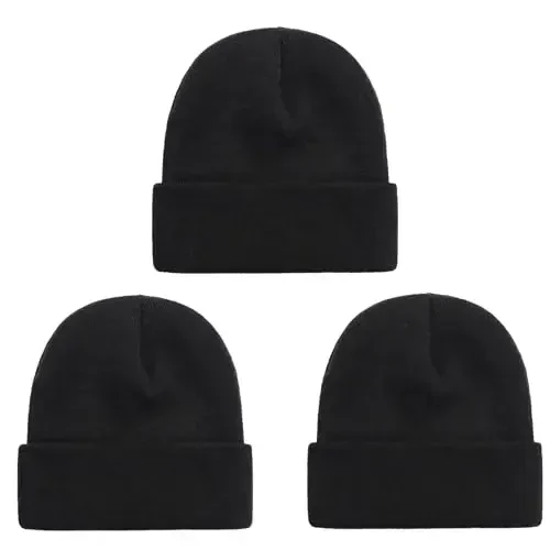 ZOORON 1 & 2 Packs Erkaklar va Ayollar uchun Do'ppi Qishki Iliq Shapkalar Akril Trikotaj Manjetli Do'ppi Bosh kiyimi Unisex - ZOORON