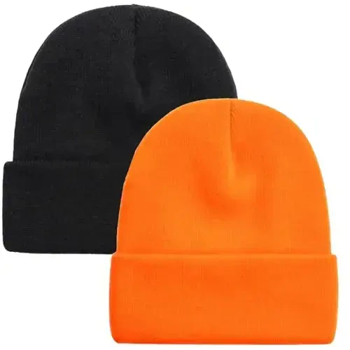 ZOORON 1 & 2 Packs Erkaklar va ayollar uchun shapka Qishki iliq shapkalar Akril to'qilgan manjetli shapka Uniseks - 1