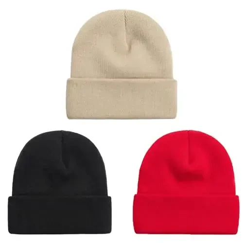 ZOORON 1 & 2 Packs Erkaklar va ayollar uchun shapka Qishki iliq shapkalar Akril to'qilgan manjetli shapka Unisex - 1