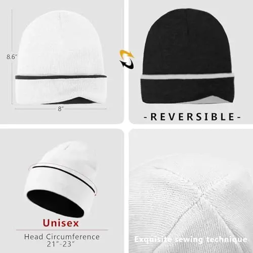 ZOORON 1 & 2 Packs Erkaklar va ayollar uchun shapka Qishki iliq shapkalar Akril trikotaj manjetli shapka Unisex - 5