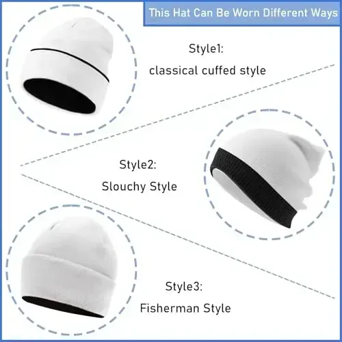 ZOORON 1 & 2 Packs Erkaklar va ayollar uchun shapka Qishki iliq shapkalar Akril trikotaj manjetli shapka Unisex - 3
