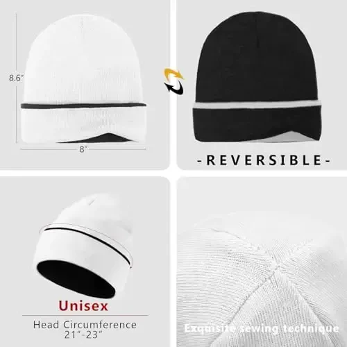 ZOORON 1 & 2 Packs Erkaklar va ayollar uchun shapka Qishki iliq shapkalar Akril trikotaj manjetli shapka Unisex - 5