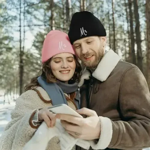 ZOORON 1 & 2 Packs Beanie for Men Women Warm Winter Hats Acrylic Knit Cuffed Beanie Cap Unisex - 5