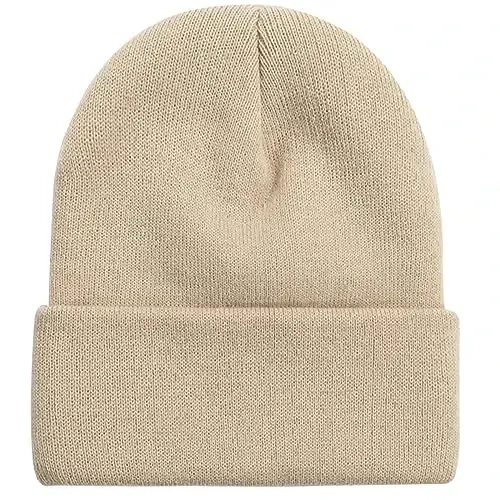 ZOORON 1 & 2 Packs Beanie for Men Women Warm Winter Hats Acrylic Knit Cuffed Beanie Cap Unisex 