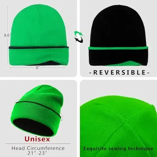 ZOORON 1 & 2 Packs Beanie for Men Women Warm Winter Hats Acrylic Knit Cuffed Beanie Cap Unisex - ZOORON (1)