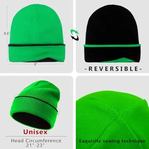 ZOORON 1 & 2 Packs Beanie for Men Women Warm Winter Hats Acrylic Knit Cuffed Beanie Cap Unisex - 2