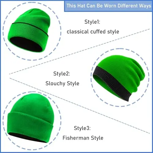 ZOORON 1 & 2 Packs Beanie for Men Women Warm Winter Hats Acrylic Knit Cuffed Beanie Cap Unisex - 4