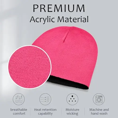 ZOORON 1 & 2 Pack Unisex Beanie for Men Women Reversible Winter Beanies Hat Knit Warm Plain Skull Cap Daily Beanie Hat - 2