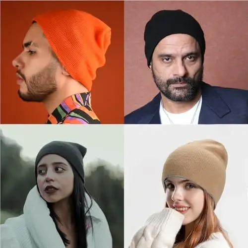 ZOORON 1 & 2 Pack Unisex Beanie for Men Women Reversible Winter Beanies Hat Knit Warm Plain Skull Cap Daily Beanie Hat - 5