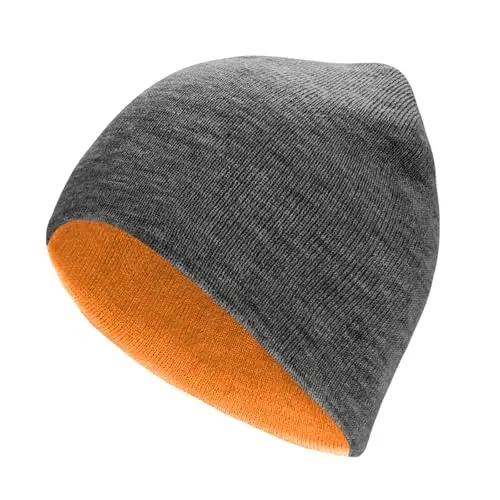 ZOORON 1 & 2 Pack Unisex Beanie for Men Women Reversible Winter Beanies Hat Knit Warm Plain Skull Cap Daily Beanie Hat - 1