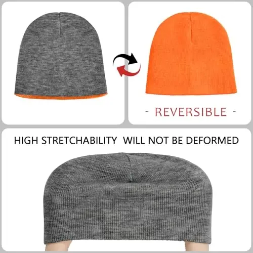 ZOORON 1 & 2 Pack Unisex Beanie for Men Women Reversible Winter Beanies Hat Knit Warm Plain Skull Cap Daily Beanie Hat - 3