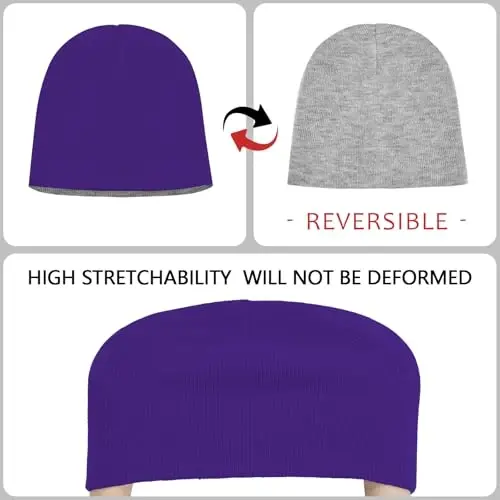 ZOORON 1 & 2 Pack Unisex Beanie for Men Women Reversible Winter Beanies Hat Knit Warm Plain Skull Cap Daily Beanie Hat - 3