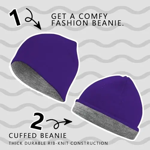 ZOORON 1 & 2 Pack Unisex Beanie for Men Women Reversible Winter Beanies Hat Knit Warm Plain Skull Cap Daily Beanie Hat - 4