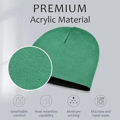 ZOORON 1 & 2 Pack Unisex Beanie for Men Women Reversible Winter Beanies Hat Knit Warm Plain Skull Cap Daily Beanie Hat - ZOORON (1)