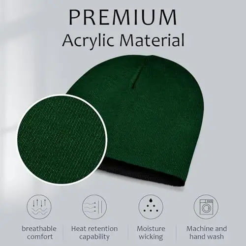 ZOORON 1 & 2 Pack Unisex Beanie for Men Women Reversible Winter Beanies Hat Knit Warm Plain Skull Cap Daily Beanie Hat - 2